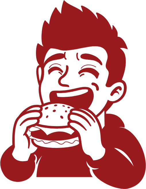 Nayos comiendo una burger